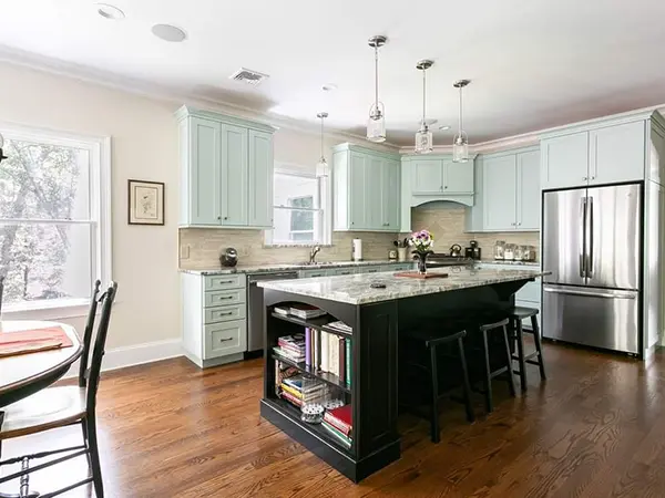 Floor refinishing in a kitchen