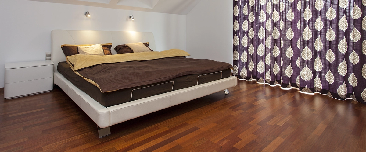 Hardwood flooring in a bedroom