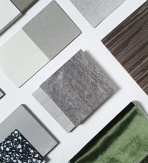 Different samples of flooring materials