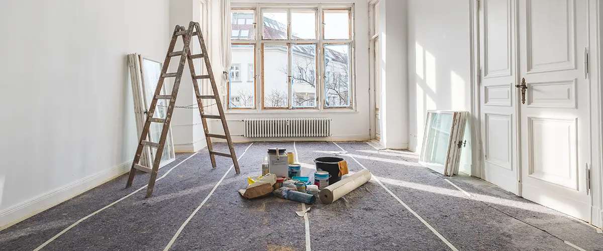 Wood floor installation on an empty subfloor