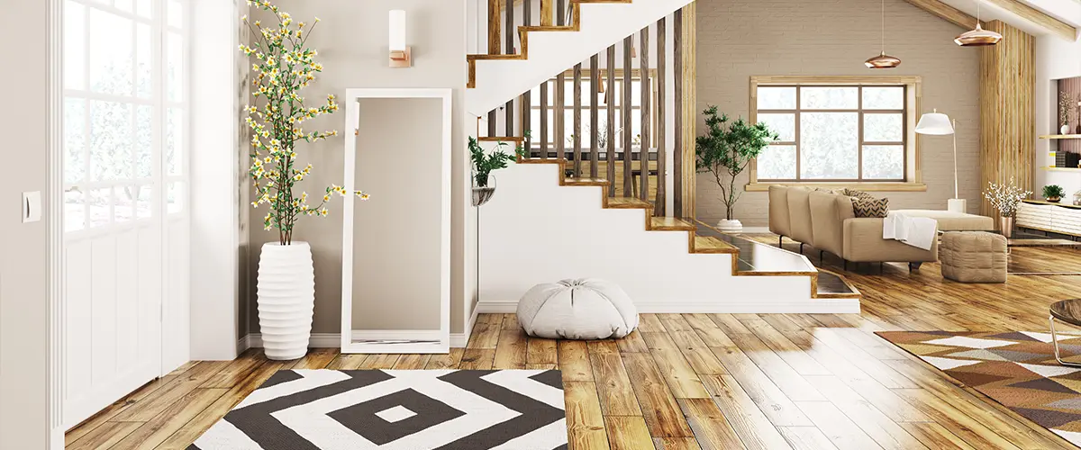 Wood floors in a home with plants