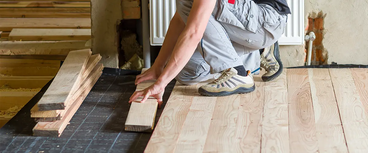 Unfinished wood floor installation