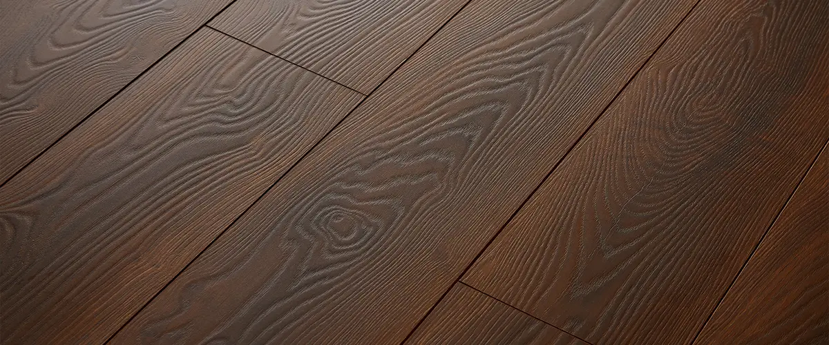 Luxury vinyl plank flooring mimicking real cherry hardwood