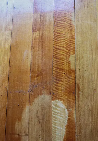 A stained hardwood floor