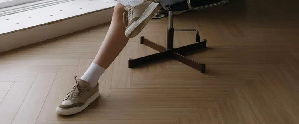 Modern LVP flooring in home office setting